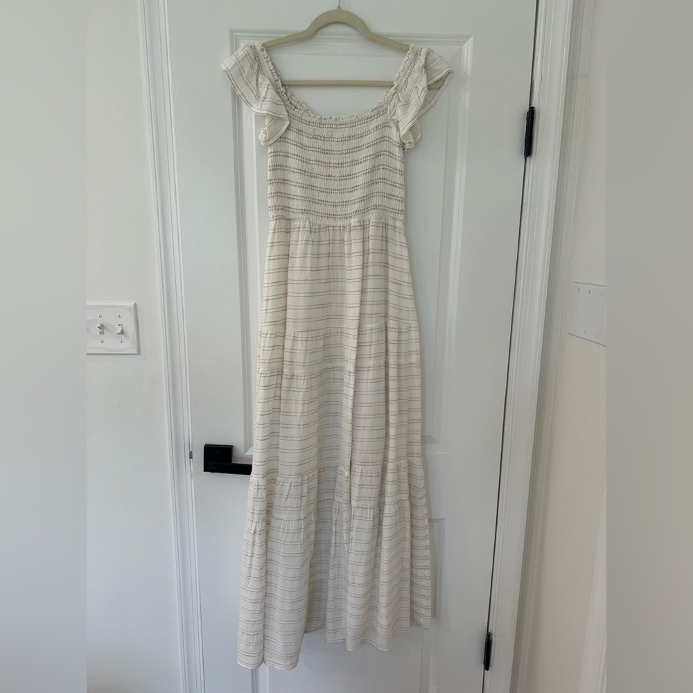 LSpace White Striped Flutter Sleeve Maxi Dress - Picture 3 of 3